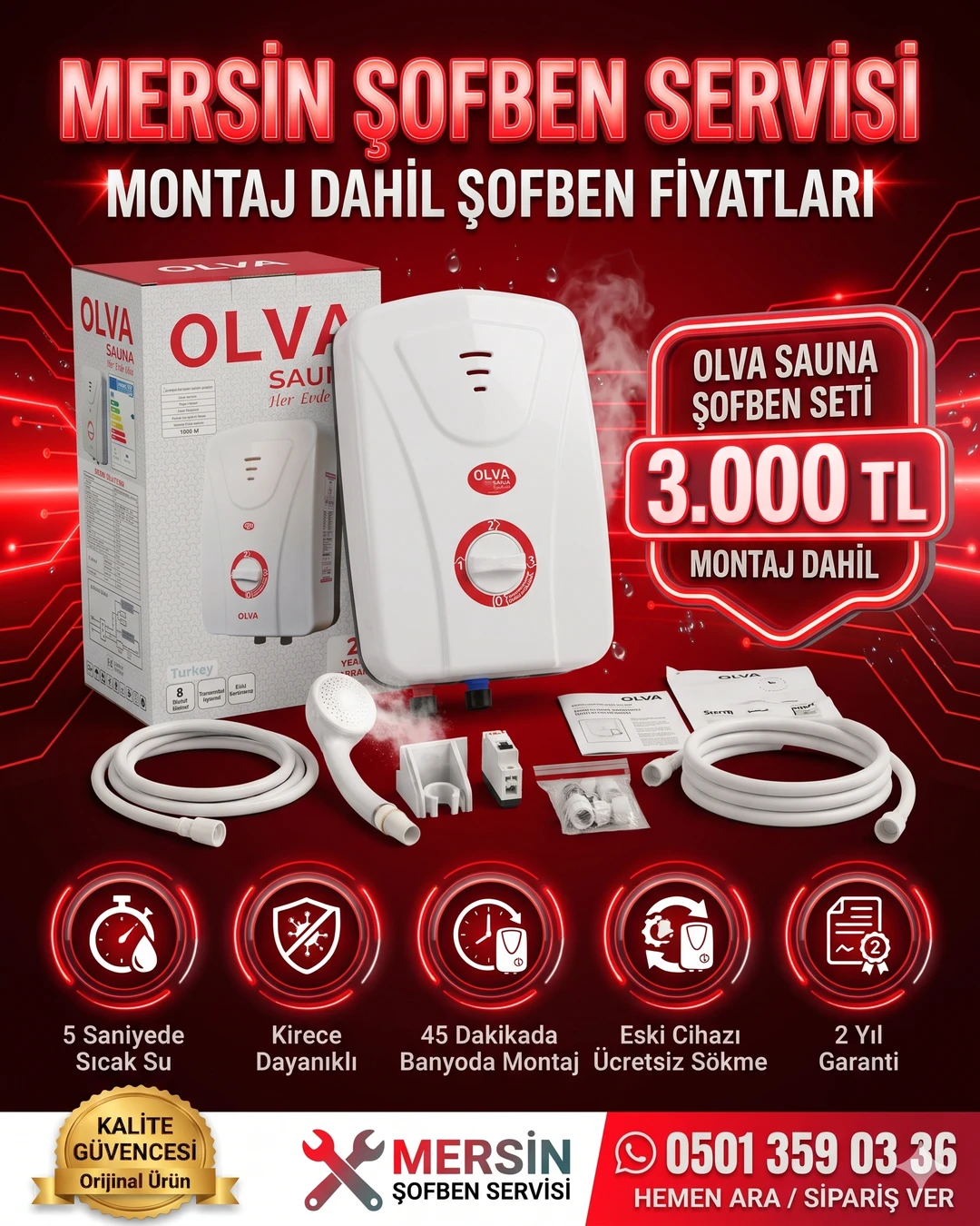 Olva Ani Su Isıtıcı Şofben Mersin Montaj Kampanyası