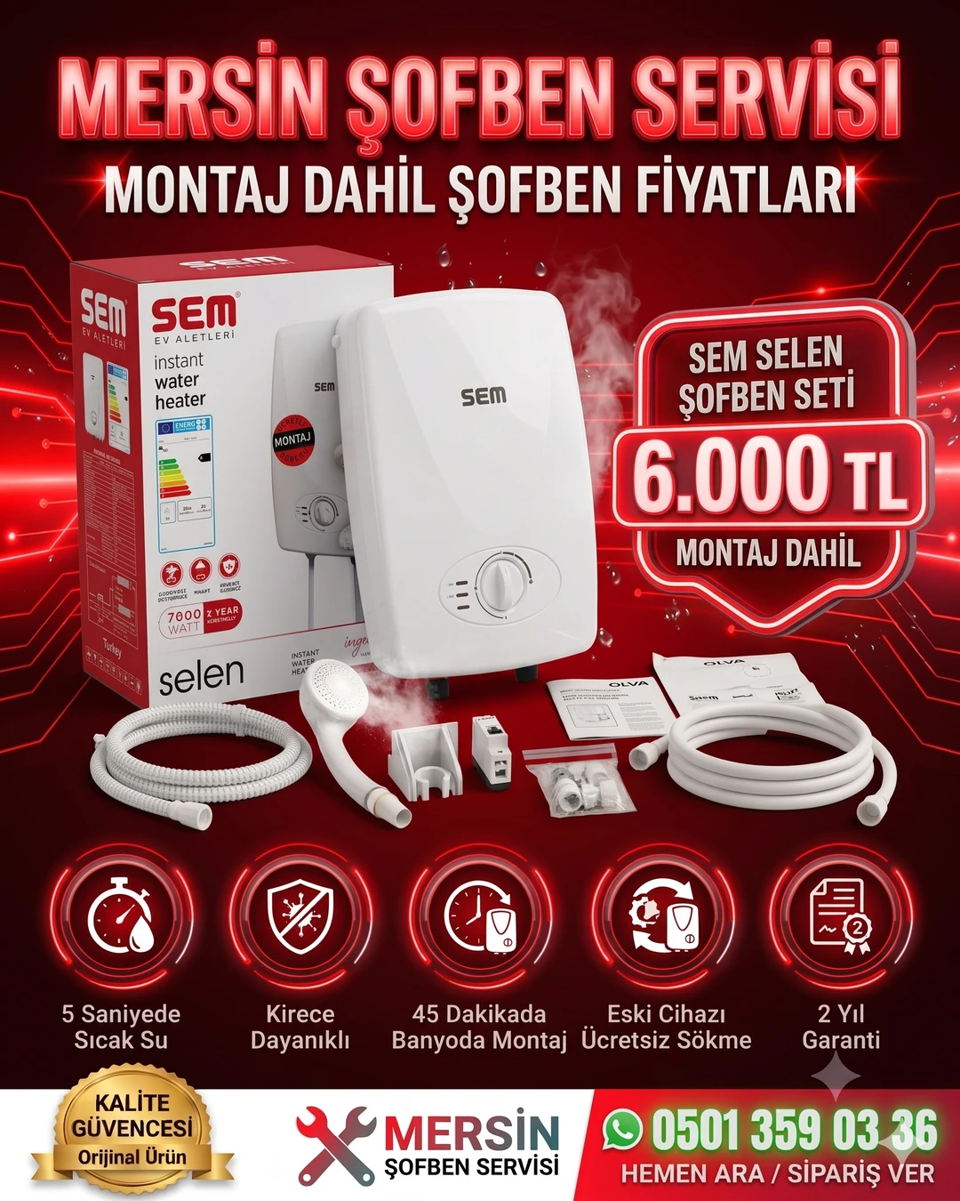 Sem Selen Lüks Şofben Mersin Montaj Kampanyası